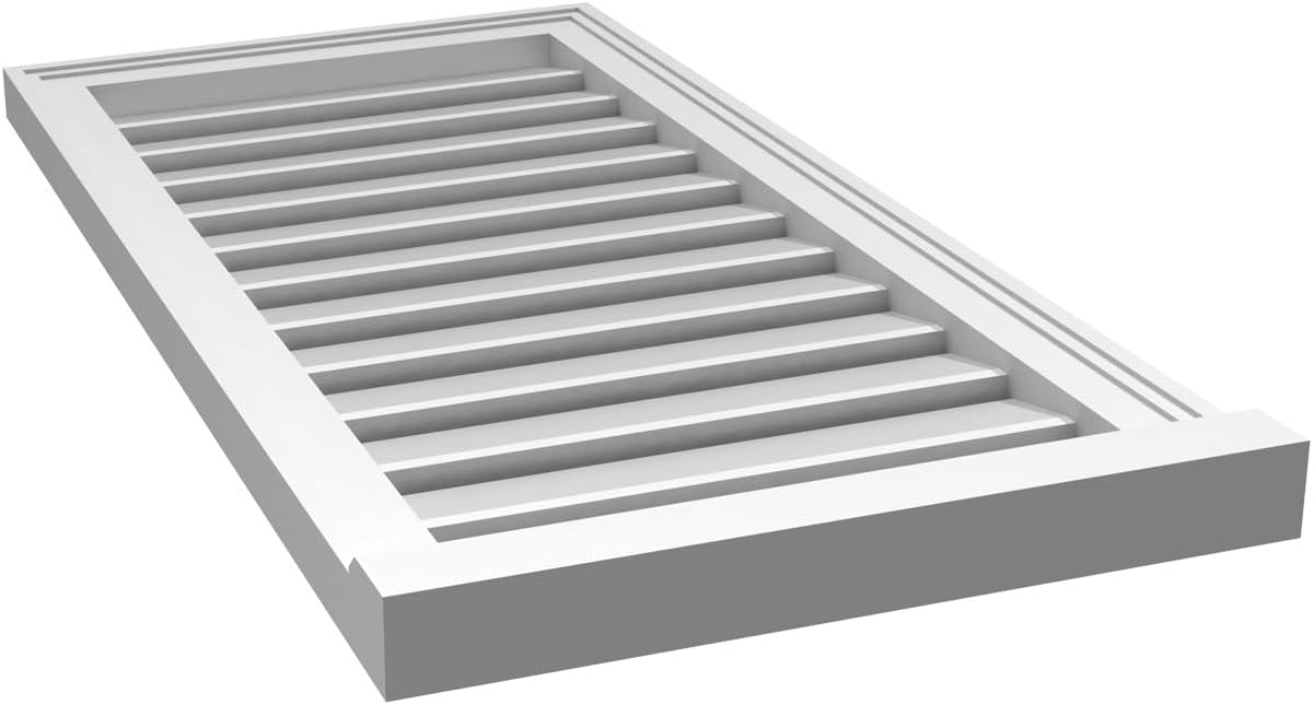 Ekena Millwork GVPVE18X3603SF Vertical Surface Mount PVC Gable Vent, Factory Primed White