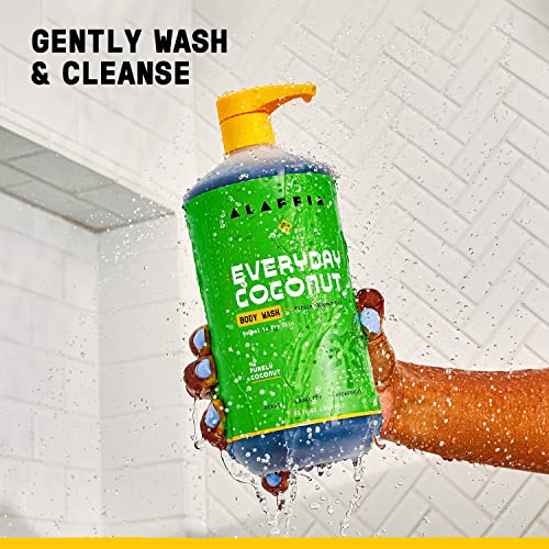 Alaffia Sensitive Skin Body Wash Pack, Everyday Coconut Body Wash For Men & Women, Natural Body Wash With Plant Based Ingredients, Coconut Oil, Coffee, Vitamin E, Purely Coconut (2 Pack-32 Fl Oz Ea) #TOP2