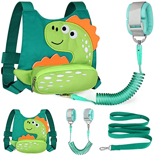 Toddler Harness Leash with Anti Lost Wrist Link, Accmor Cute Dinosaur Kids Harness Children Leash, Adorable Anti Lost Leash Walking Wristband Assistant Strap Belt for Baby Boys Girls Outdoor