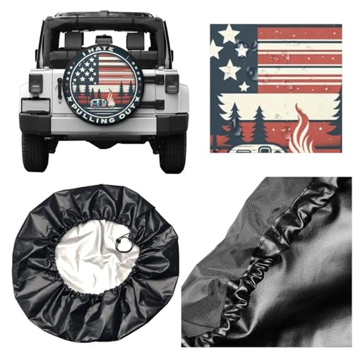 Image of Universal Fit Spare Tire Cover for RV, SUV, and Camper Trailers - Weatherproof Wheel Protector, I Hate Pulling Out Decorative Camper Spare Tire Cover 14 in