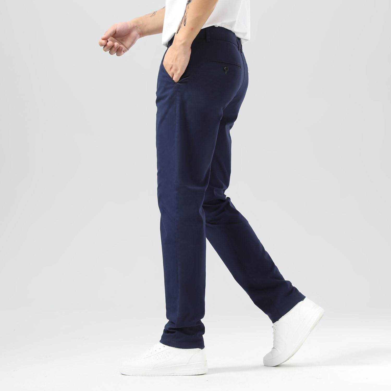 Plaid&Plain Men’s Slim Fit Khaki Pants Men’s Tapered Chino Pants - Image 4