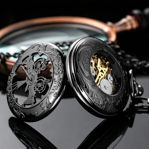 Image of Pocket Watch Vintage Mechanical Pocket Watches with Chain Christmas Graduation Birthday Gifts Father's Day
