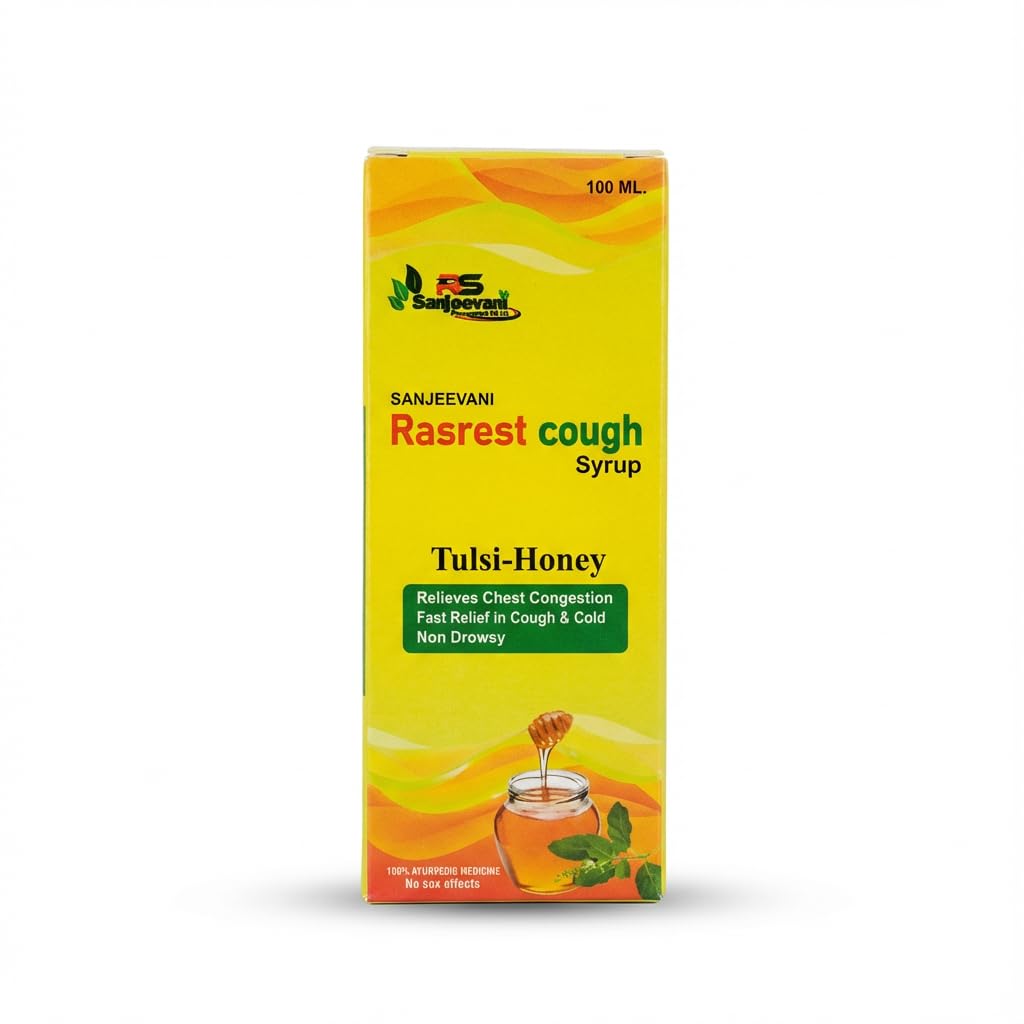 RS Sanjeevani Rasrest Cough Syrup 100ml | Ayurvedic Tulsi & Honey Formula | Fast Relief from Cough, Cold & Chest Congestion | Non-Drowsy-image-35