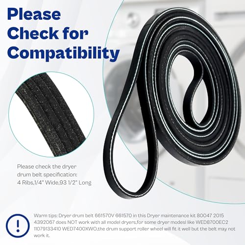 Upgraded WPW10314173 4392067 Dryer Repair Kit fit for Whirlpool Maytag Bravos XL Dryer Parts MEDB835DW4 with Dryer Belt Drum Roller 279640 W10837240 661570V W10314171 2015 4392067VP 80047 prime&swift by prime&swift - Image 2