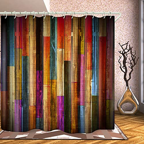 Image of Shower Curtains Waterproof Polyester Fabric,Shower Curtain Liner for Bathtub Bathroom with 12 White Hooks (72 x72 inches)