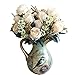 Soledi Artificial Flowers Earl Rose Bouquet Silk Arrangement Large Palace Rose -milk white (No Vase)
