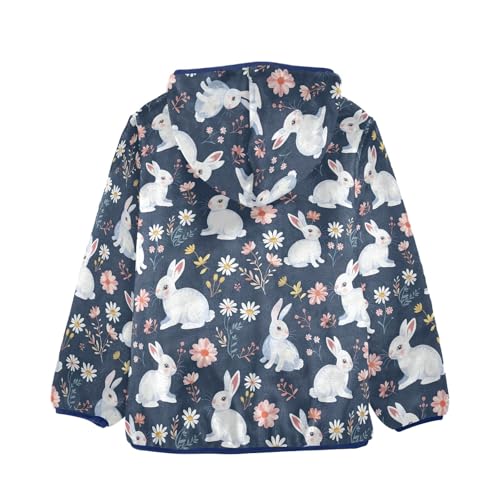 CHIFIGNO Cute Rabbit and Flowers Fleece Outerwear Jackets with Hood Toddler Boy Hoodie for Fall Winter Toddler Zip up Hoodie 5T2
