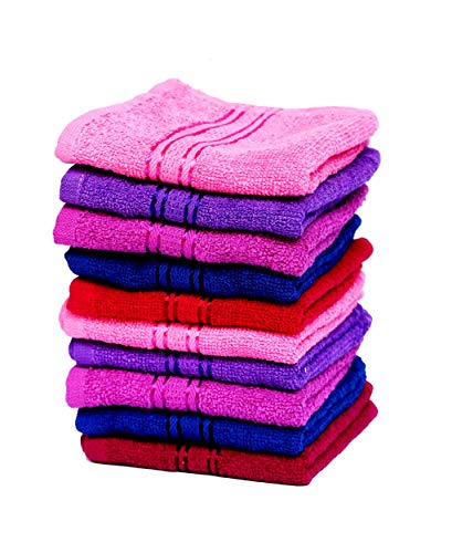 Image of Space Fly SILVERLINE Very Soft Fresh Loom 500 GSM 100% Cotton Face Towel Hanky for Men, Face Towel for Women, Baby face Towels Newborn, Napkins for Hand Towel Small (10 Pieces Multi Dark Color)
