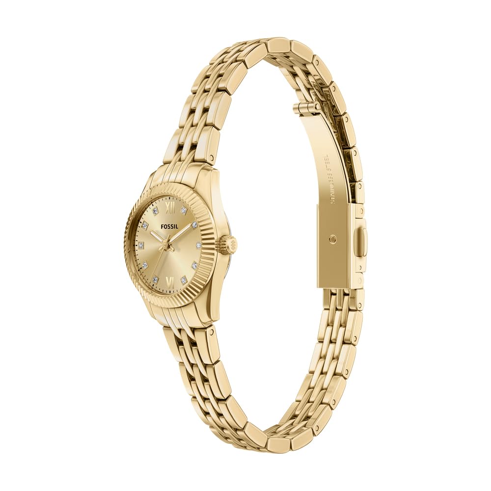 Fossil Scarlette Damen 20MM Goldfarbene Edelstahl-Uhr, ES5474