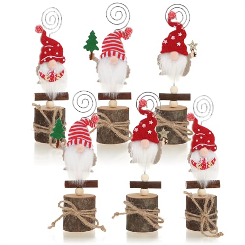 com-four® 6X Porta Tarjetas de Gnomo, Mesa navideña y Porta Tarjetas