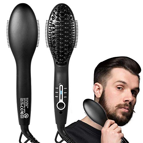 Cotify Beard Straightener 2020 upgrade Professional beard straightening hot comb hair Brush - Electric Dual Voltage (100V-240V) - For For Home & Travel