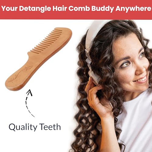 Image of TEMPERIA (1 pcs) Kachi Neem Wooden Comb for Women & Men Hair - Wide Tooth Comb for Tangle Free Curls, Healthy Scalp, Hair Growth, Hairfall & Dandruff Control - Premium & Ergonomic Design (MN02)