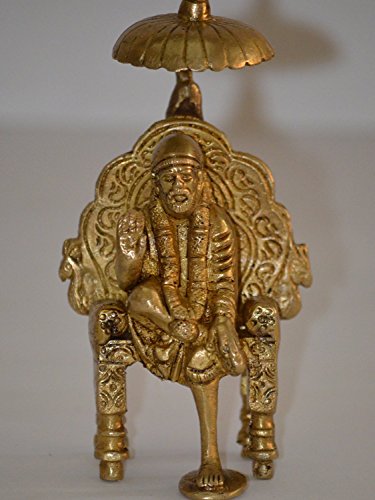 Hindú de Religión de Dios Kleine hecha a mano Escultura de latón para Car 'office Viajes, maciza, latón escultura/Artefactos de Hindú Religiosa, vino de lectura decorativa, Valioso Colección, jahrgang Handmade/Mano Religioso regalo, interiores, metal, Shirdi Sai Darbar