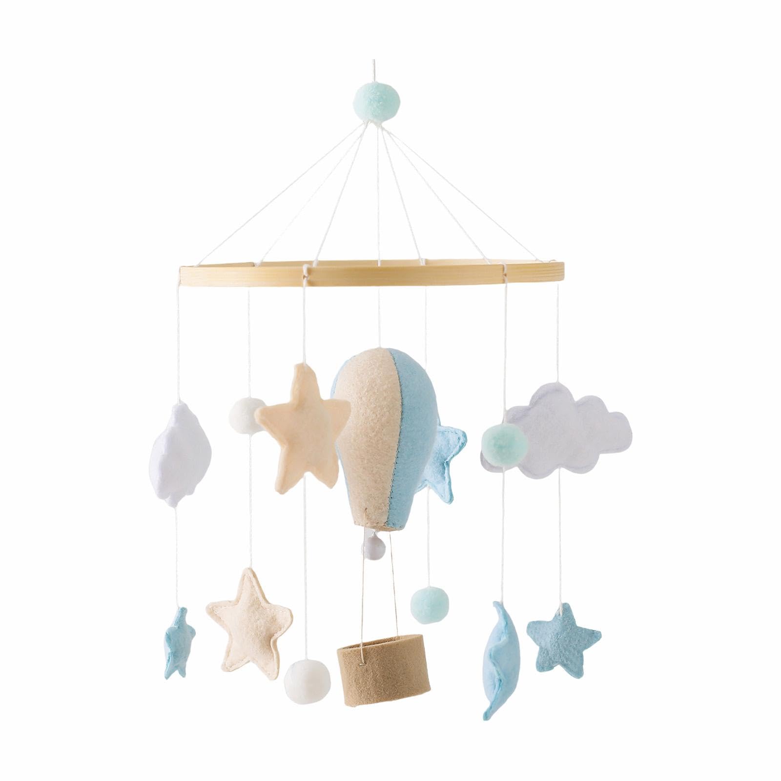 Mobile Aus Holz Fürs Babybett mit Filzkugeln, Und Hängedekoration, Geeignet für Neugeborene, Stil b