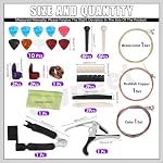 Swpeet 57Pcs Guitar Accessories Kit Including Guitar Picks and Strings, Capo, String Cutter, Bridge Pins, Pick Holder, Guitar Bones Saddle and Nut, Finger Tips Protetctors for Guitar Players Beginners