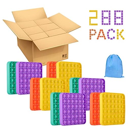 SoulLife Bulk 1 Carton 24 Boxes of 12 Pack Individually Packed Total 288 PCS Fidgets Push Pop Bubble Fidget Sensory Toys Bulk for School Classrooms Kindergartens Calming Corner Daycare Nursing