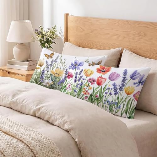 Housse de coussin impermeable 50 x 80 cm motif papillon et fleurs avec impression recto-verso - 4