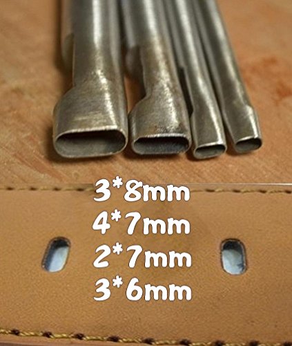 Aketek 4 Size Oval shape Hole Punch Cutter Belt Watch Band Gasket Hollow Leather Tool