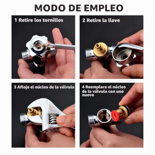 Miniatura 5 de Juego De 2 Cartuchos Cerámicos De Grifo 1 4 Turno, Válvula De Reemplazo De 20 Ranuras Para Grifos De Ducha Y Lavabo Con Juntas, Cartuchos De Acero Inoxidable, Resistencia A Altas Temperaturas