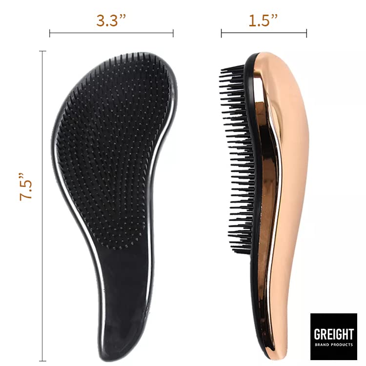 Miniatura 3 de Juego de 2 cepillos desenredantes, elimina enredos y nudos, alisando el cabello suave sin dolor (dorado y negro)