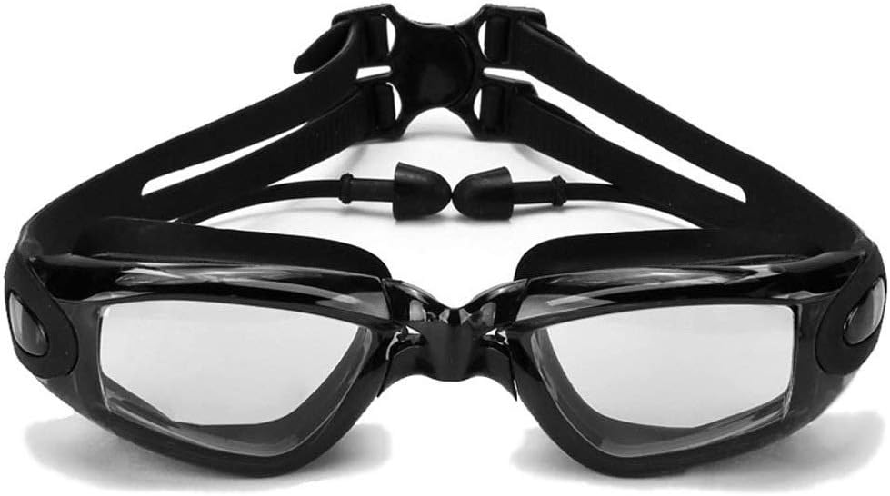 Swim Goggles with Ear Plugs, Clear Swimming Coated Lens No Leaking Anti Fog UV Protection for Adult Men Women Youth Kids