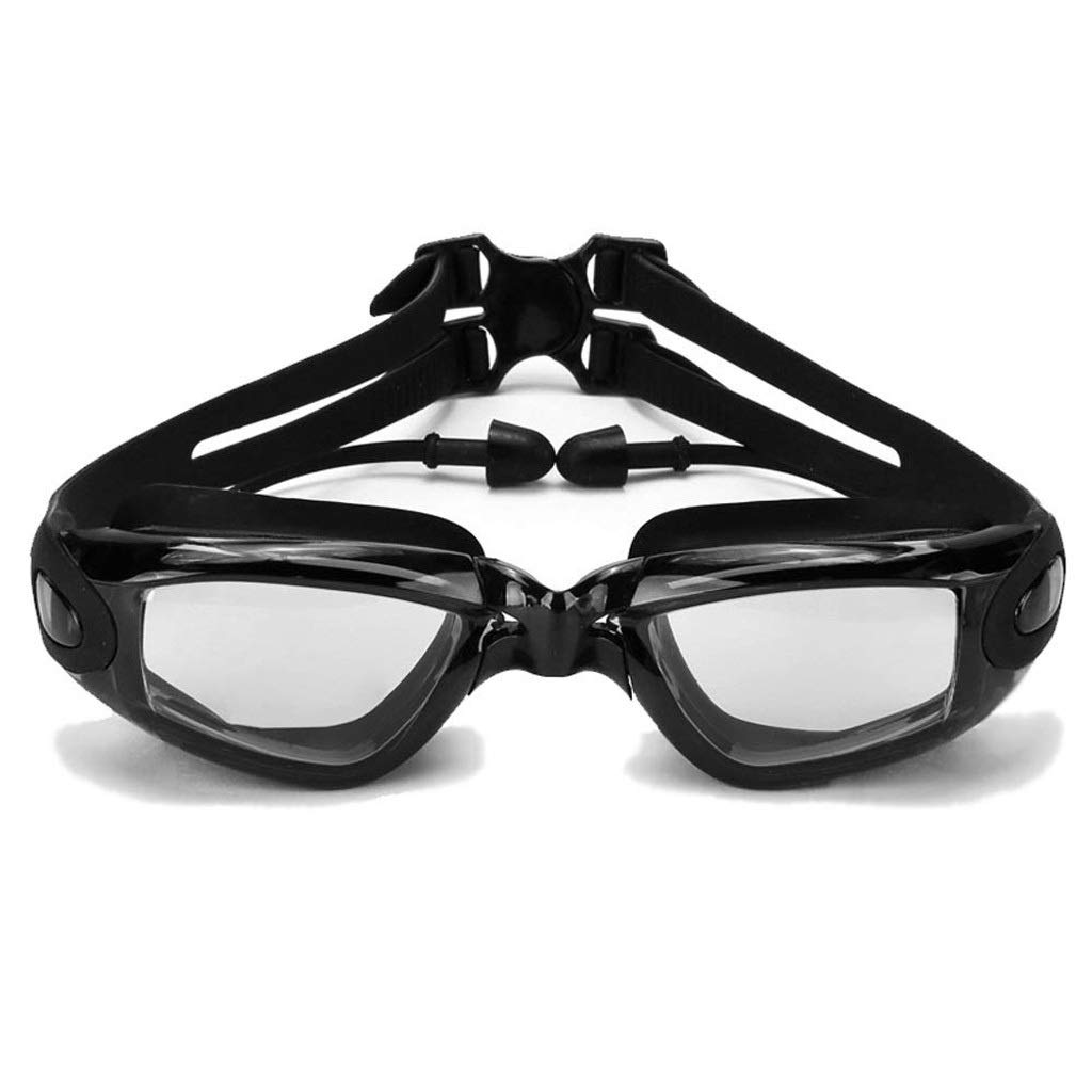 Gafas de natación con Tapones para los oídos, Gafas de natación Transparentes Lentes recubiertas sin Fugas protección antivaho para Adultos Hombres Mujeres jóvenes niños (Color : A) (A)