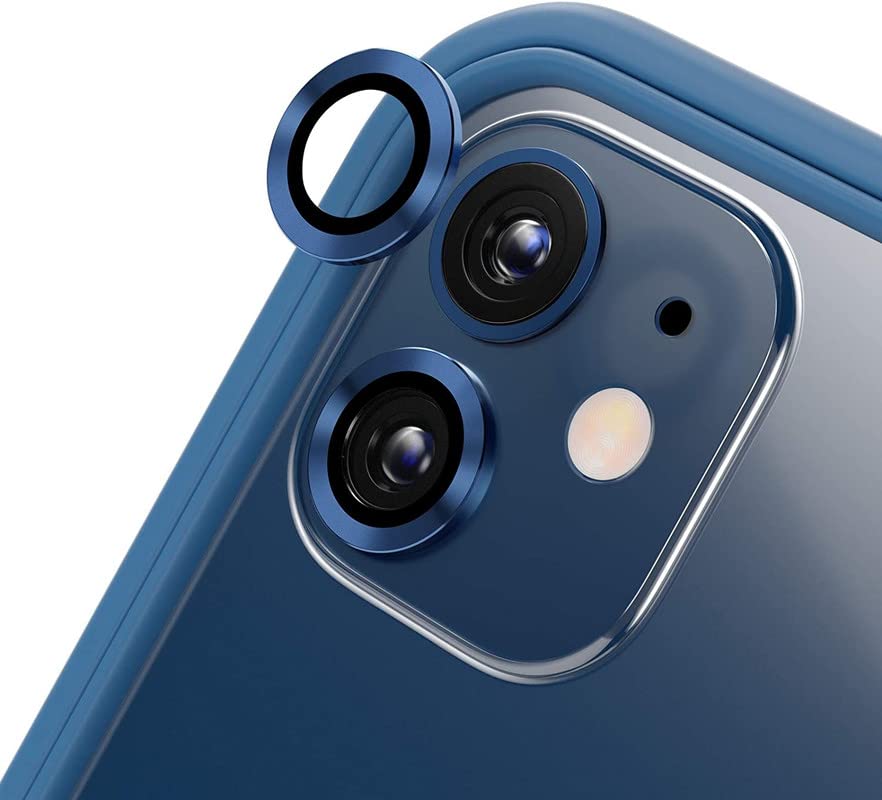 Image of ZYBUX Camera Lens Protector Compatible with iPhone 11| High Clarity Scratch Proof 9H Hardness Anti-Spy Anti-Scratch Glass and Aluminum Trim [ Metal ] - (Blue)