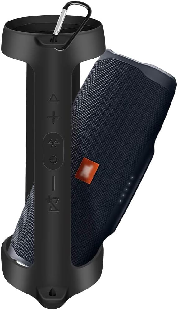 Silicone Case Cover for JBL Charge 4 Portable Waterproof Wireless Bluetooth Speaker, Travel Gel Soft Skin,Waterproof Rubber Carrying Pouch with Strap (Black) - Image 2