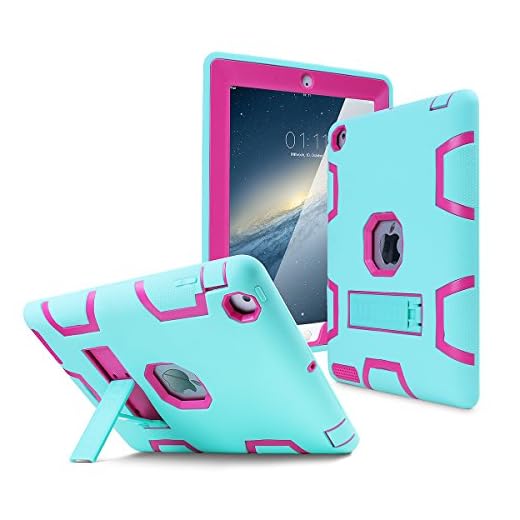 iPad 2 Case,iPad 3 Case,iPad 4 Case, AICase Kickstand Shockproof Heavy Duty High Impact Resistant Rugged Hybrid Three Layer Full Body Protection Case with Stylus for iPad 2/3/4 (Light Green/Rose)