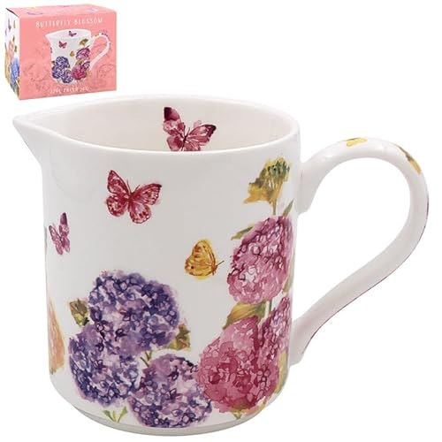 The Leonardo Collection Butterfly Blossom Jug Jennifer Rose Gallery for Home & Office | Stylish Cream & Milk Jug for Multiple Use in Kitchen | Ideal Ceramic or Glass Jug for Cream, Gravy