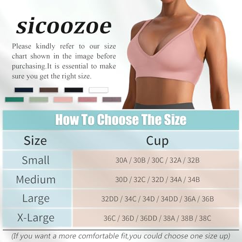 Image of V Neck Sports Bras for Women Cross Back Workout Bra for Small Bust | 3 Pack, Criss Cross, Strappy, Low Support, Removable Pads, Spaghetti Strap, Soft, A-C Cups, for Yoga Gym Athletic Fitness