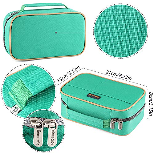 Homecube Pencil Case Big Capacity Storage Pen Bag Makeup Pouch Zippered Students Stationery Bag With Outer Pockets And Handle- 8.23X5.12X3.15- Green #TOP2