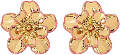 Gold Statement Earrings for Women Boho Ginkgo Leaf Flower Dangling Drop Earrings