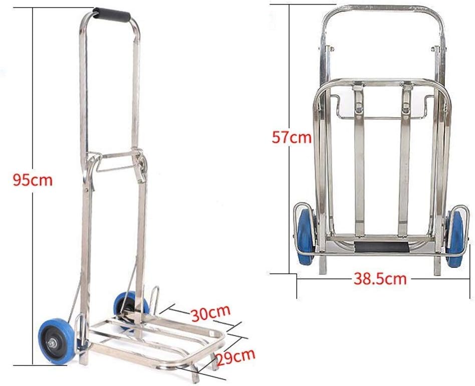 Hand Trolley Folding Luggage Cart Portable Trolley Stainless Steel Frame80kg Load for Supermarket Grocery Store Home Garden