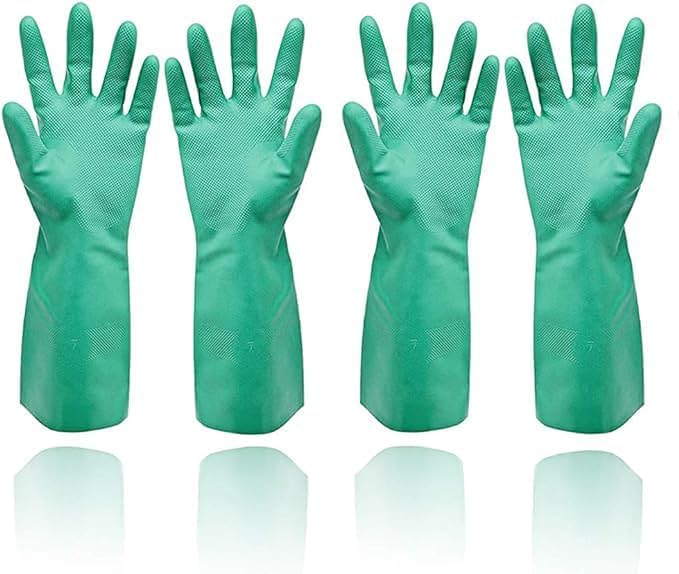 GAYISIC Guantes de limpieza de cocina reutilizables sin látex, diseño antideslizante, guantes resistentes para lavar platos, 2 pares