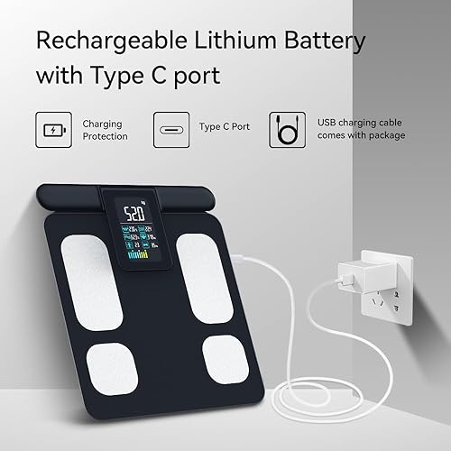Vista 7 de FITDAYS Escala inteligente de 8 electrodos analizador de composición de cuerpo completo, 27 métricas a través de la aplicación Bluetooth Fitdays