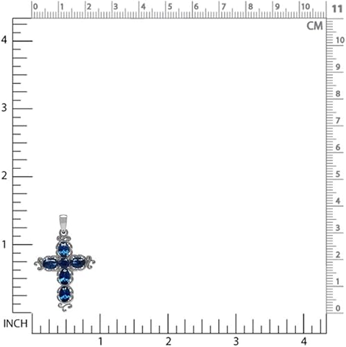 Miniatura 2 de Silvershake Birthstone Gemstone 925 Sterling Silver Victorian Style Cross Pendant Necklace Christmas Jewelry Gift for Women