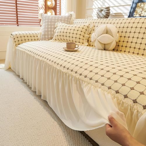 Couvercle canapé de protection beige style boho chic aux finitions soignées