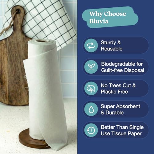 Image of BLUVIA Bamboo Reusable Kitchen Towels | 2000 Times Washable | Soft Absorbent, Quick-Dry Cleaning Cloth | Long-Lasting Multipurpose Eco Wipes Towels for Kitchen & Home (Pack of 1) 20 Sheets