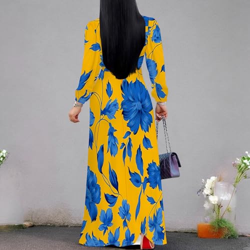 Image of PinkPatty Women's Long Sleeve Maxi Dress Plus Size Casual V Neck Wrap Dress with Pockets&Belt