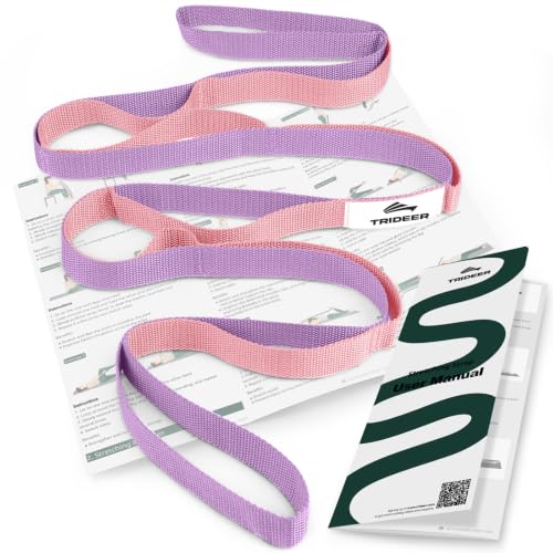Image of Trideer Stretching Strap with Loops & Leg Lifter, Non-Elastic PT Strap | Leg Lifter Mobility Aid, Non-Elastic PT Stretching Strap, Multi-Loop Grip Control, Home Recovery Support