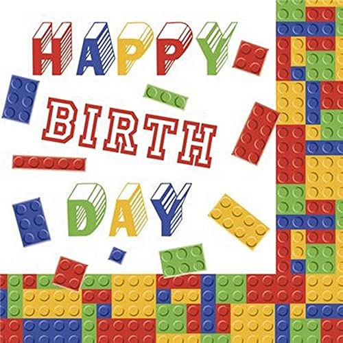 Servietten Geburtstag 20 Servietten Bausteine zum Geburtstag | Kinder | Kindermotiv | Junge | Party | Happy Birthday | Tischdeko 33x33cm
