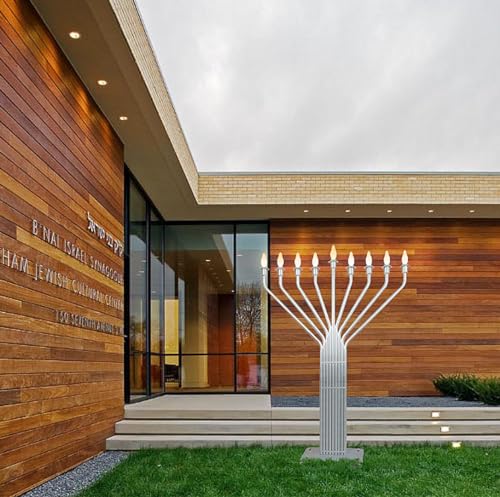 Zion Judaica Super Large Electric Menorah for Display Indoor & Outdoor Menora with Automatic Lighting Sequence 6 1/2 Ft Tall Extra Large Lights Menorah Bulbs Included Outdoor Lighted Hanukkah Décor