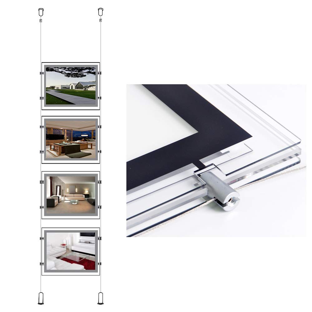 A4 Landscape Office Real Estate Agent Window Display Led Magnetic Open Poster Kits Sign(4pcs A4 a raw, Horizontally)