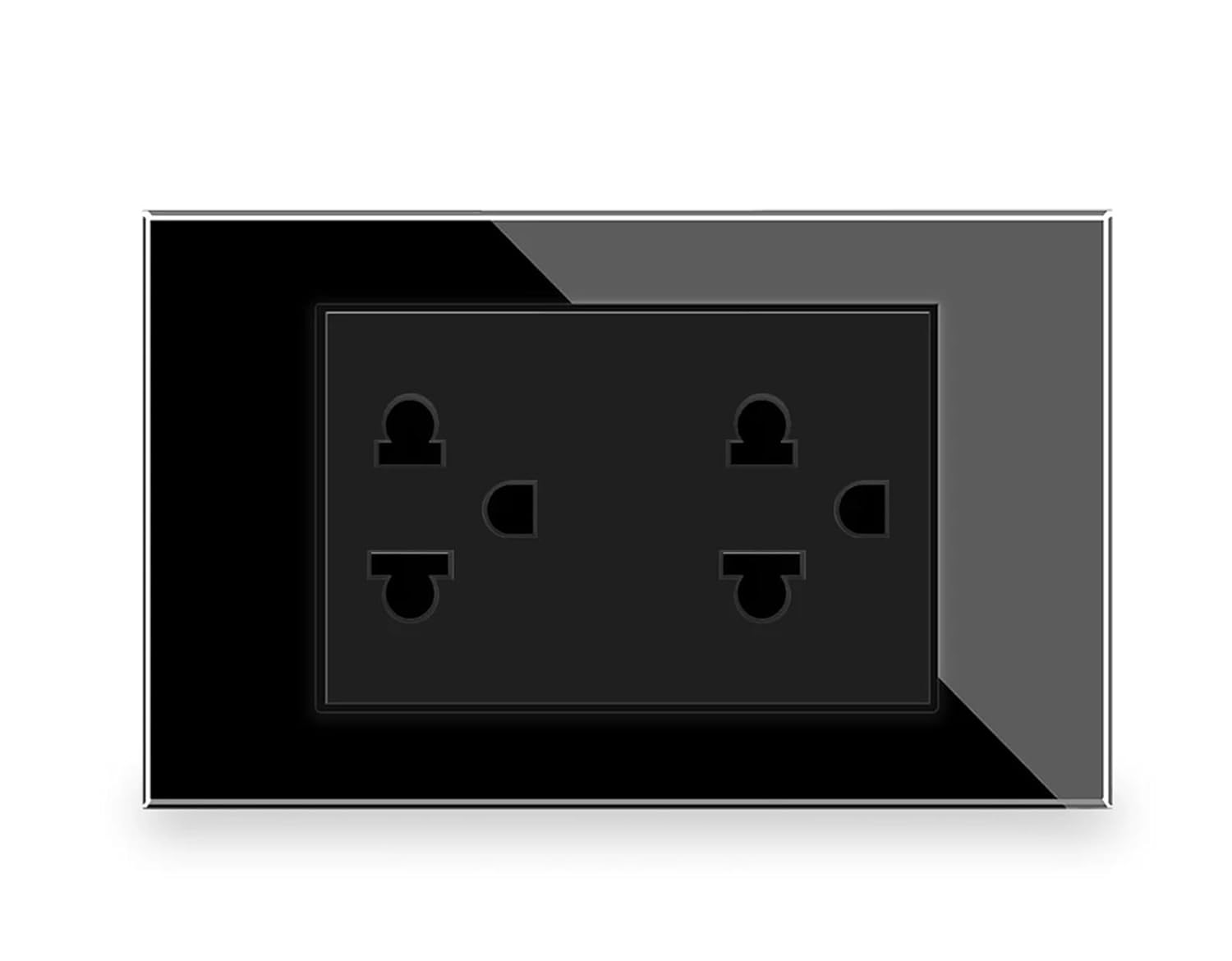 Thailand Standard Power Outlet, AC 110V~250V,120mm*72mm TougheningCrystal Glass Panel, Thai Electric Plug 15A Wall Socket(Black)