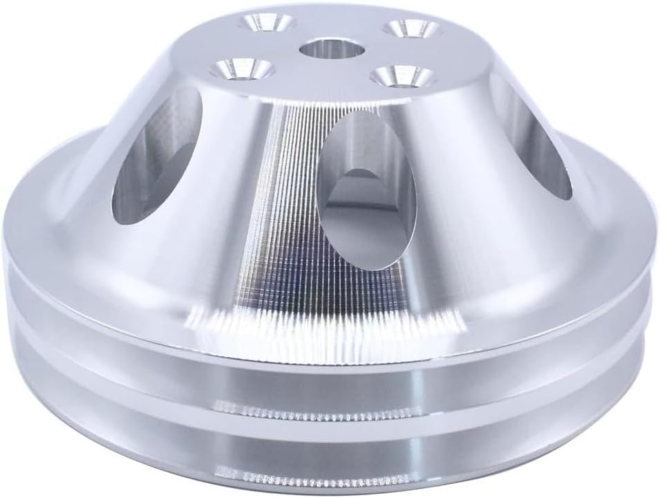 SBC Long Water Pump Aluminum 2 Double Groove Pulley Upper Water Pump Pulley for SBC 350