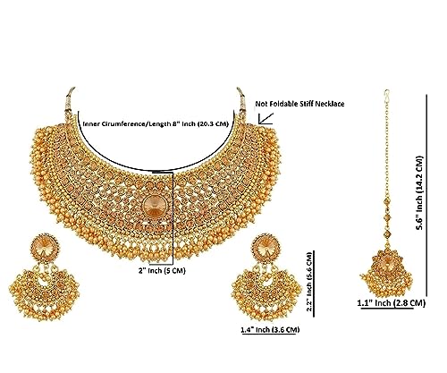 Efulgenz Indian Jewelry Sets for Women Bridal Jewelry Bollywood Traditional Crystal Faux Pearl Wedding Choker Necklace Earrings Maang Tikka Indian Wedding Jewelry4
