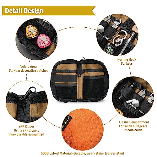VIPERADE VE20 EDC Pouch Klein EDC Werkzeugtasche mit 5 Taschen und 3 elastischen Fächern Klein EDC Organizer Tasche für Multitool Pocket Organizer EDC Tasche Tools Organizer (Orange)