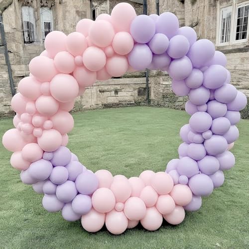 Image of Regular Balloon Combo For Decoration with Glue Dots & Balloon Arch Strip - Party Decor Set For Easy Party Setup (PINK PURPLE, 100)