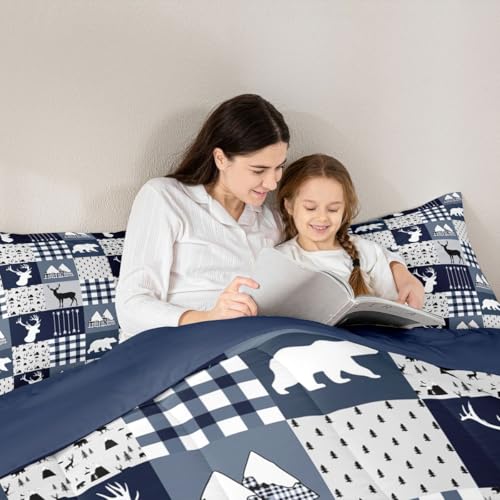 Image of Feelyou Deer Comforter Bedding Set Queen Size 3Pcs for Boys Girls Women Men